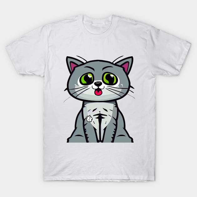 Very Cute Cartoon Cat T-Shirt by FeL.co